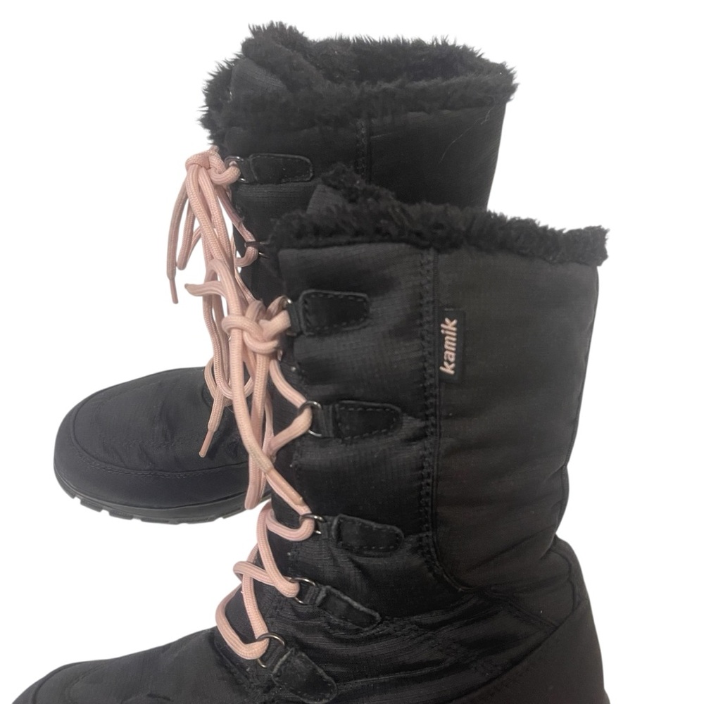 Kamik Brooklyn Women's Black and Pink Winter Boots - Picture 2 of 7